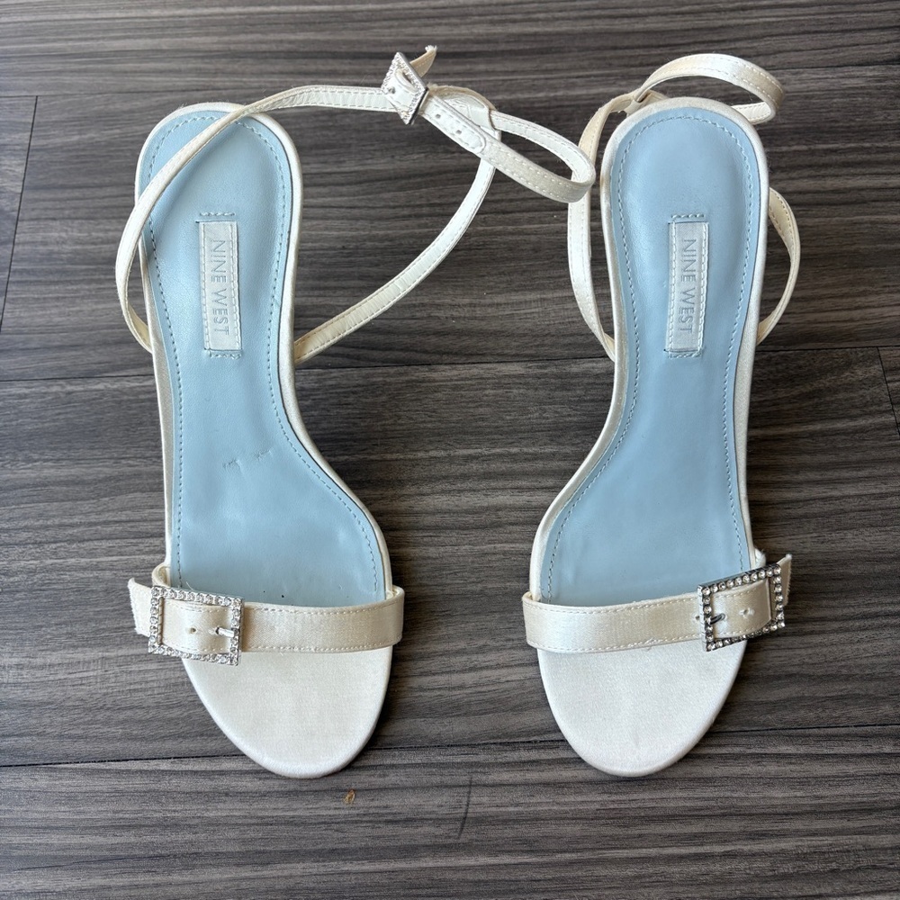 Nine West Cream Strappy Heel Sandals